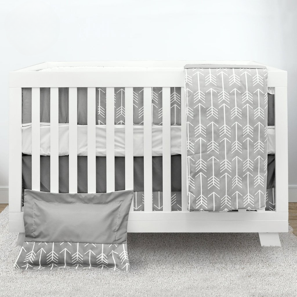 Baby Arrows 7-Piece Bedding | White + Grey