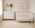 Amara 2-Piece Nursery Furniture Set | 3-in-1 Convertible Crib & 3-Drawer Dresser in White, Natural Wood & Gold