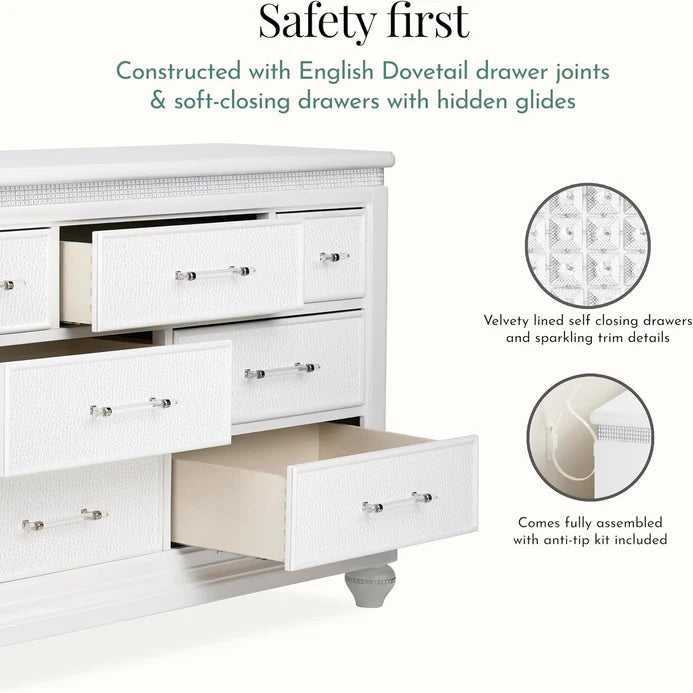 Amélie 7-Drawer Dresser | Shimmering White * Open box store sample