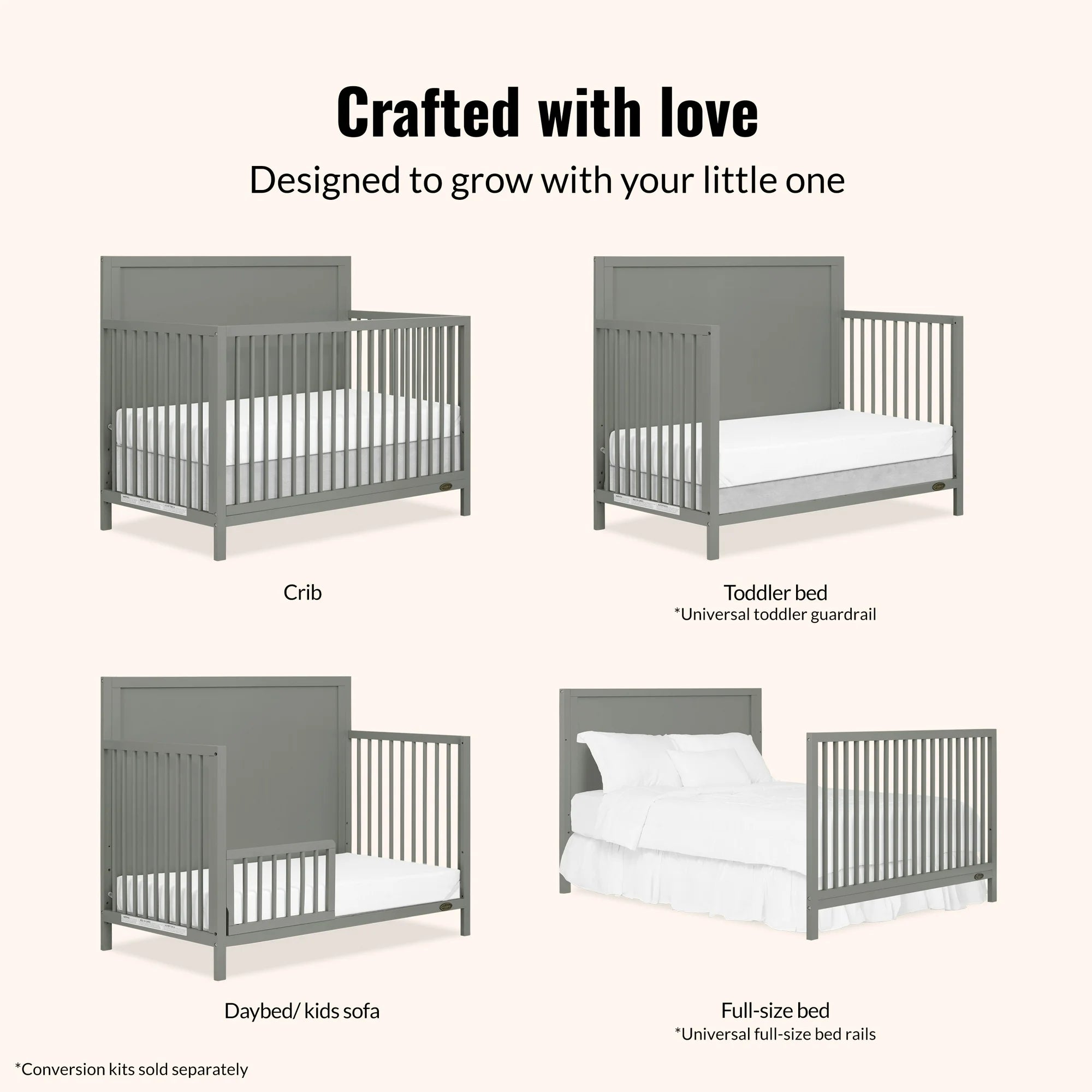Celeste Convertible Crib | Grey