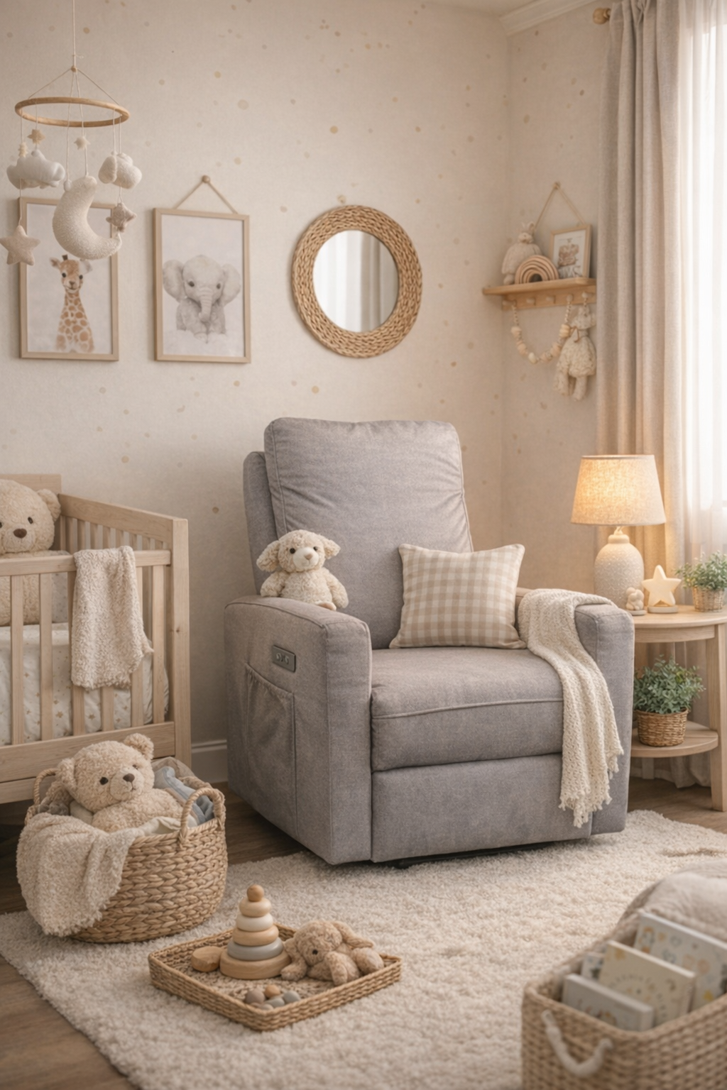 Theo Power Reclining Glider | Soft Ash *Store Sample