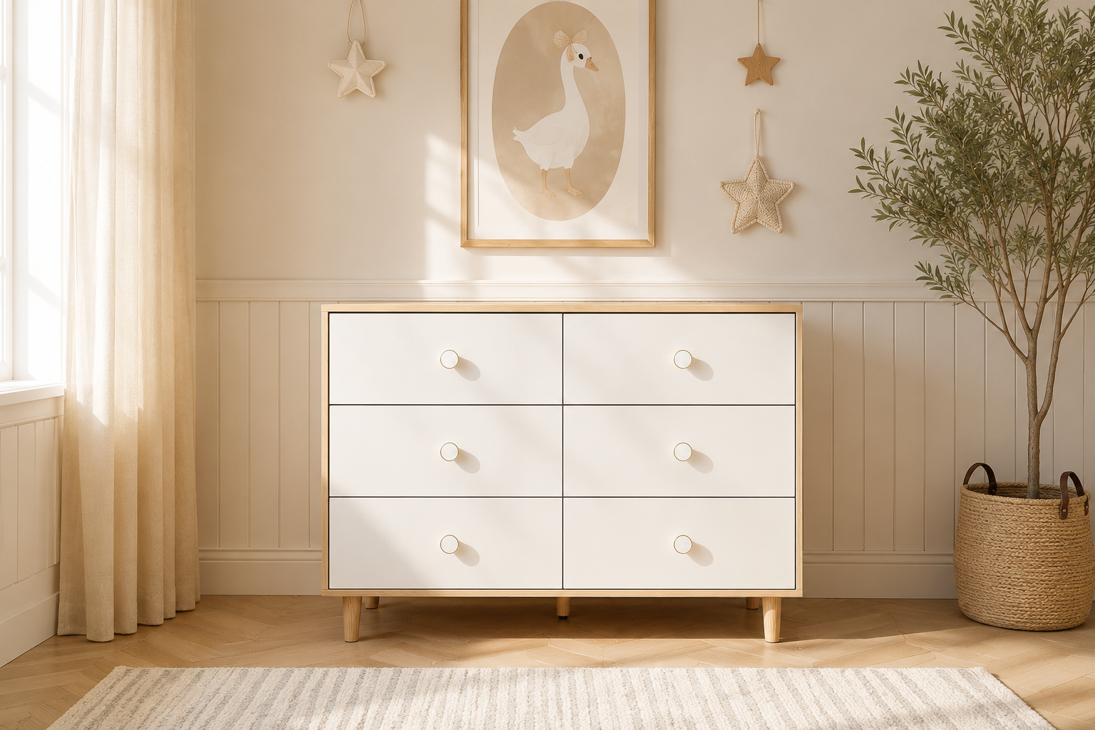 Sora 2-Piece Nursery Collection | 3-in-1 Convertible Crib & 6-Drawer Dresser