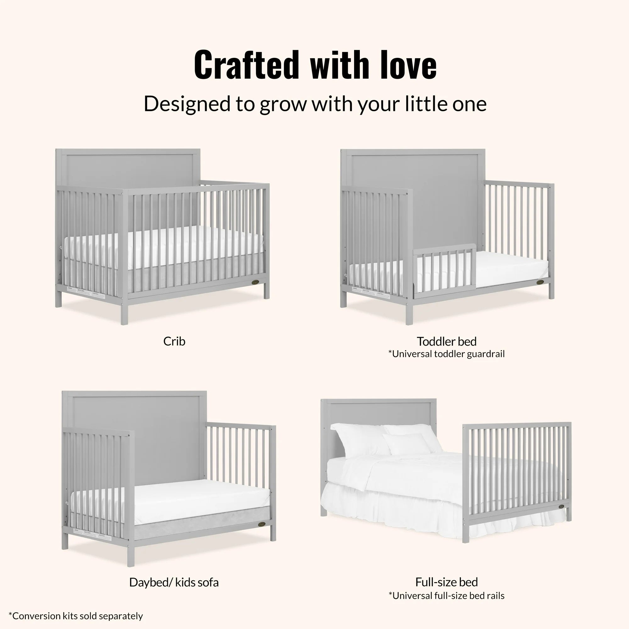 Celeste Convertible Crib | Light Grey