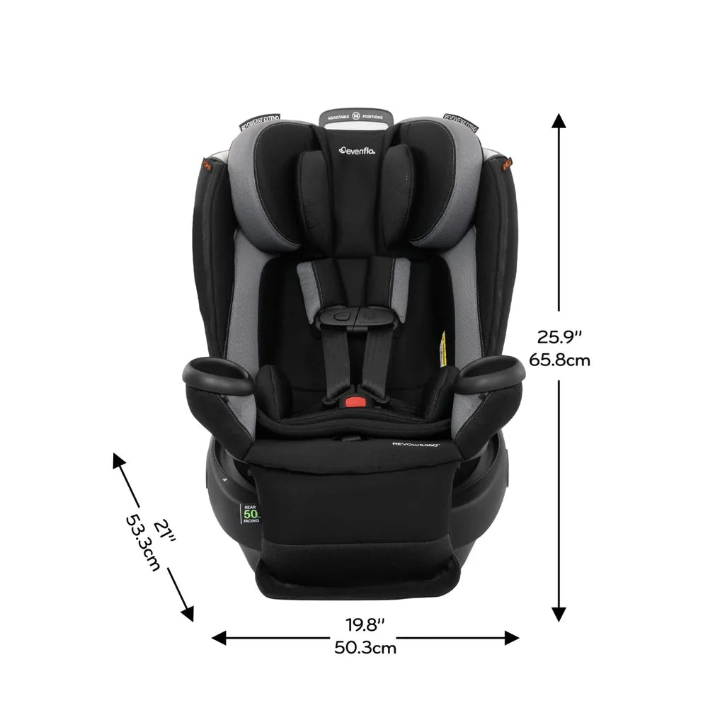 Evenflo Revolve360 Extend Rotational All-In-One Convertible Car Seat With Quick Clean Cover Revere Gray