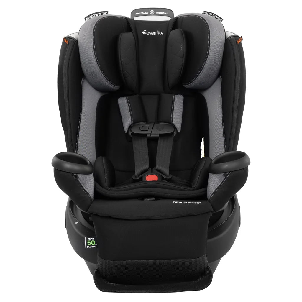 Evenflo Revolve360 Extend Rotational All-In-One Convertible Car Seat With Quick Clean Cover Revere Gray