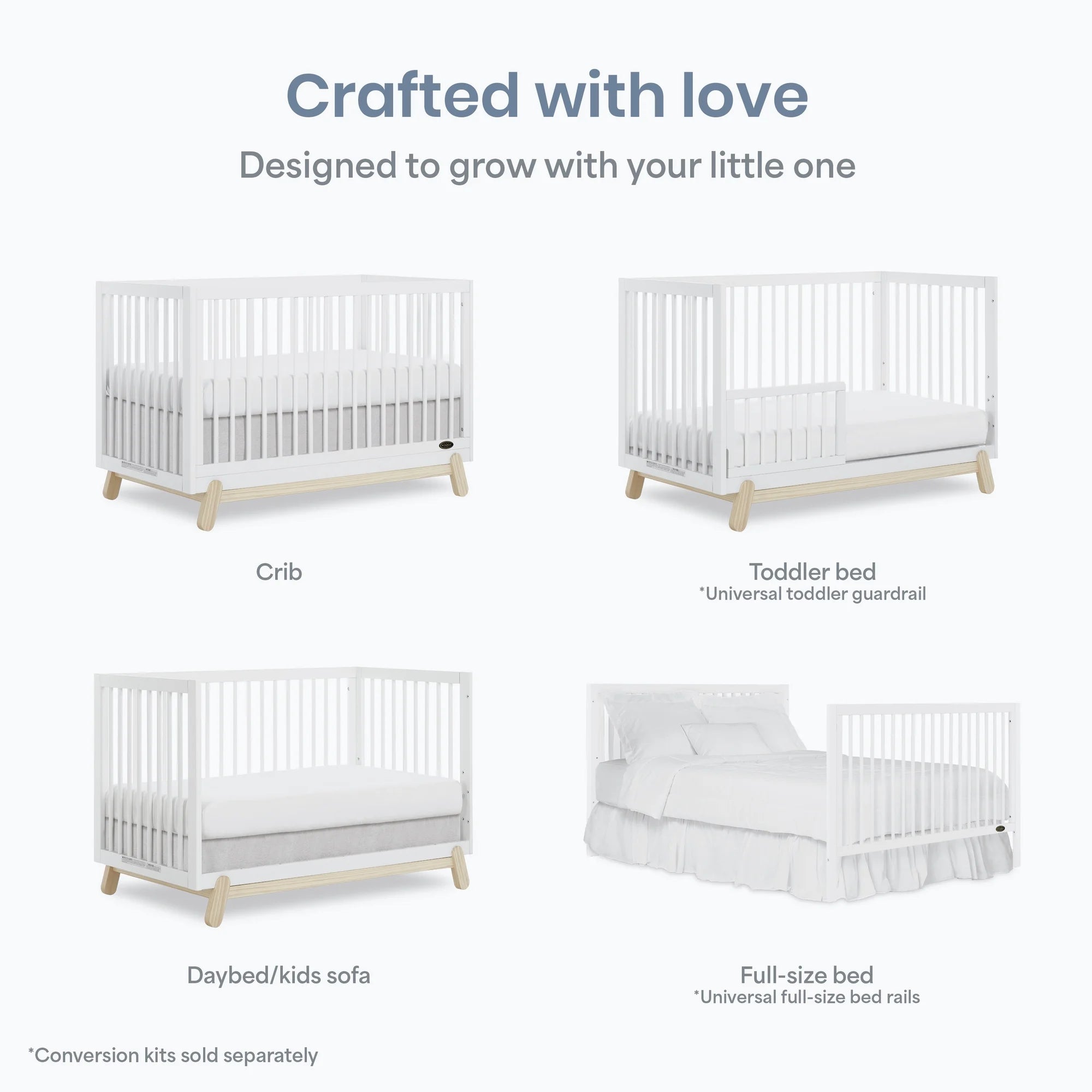 Lucien 5-in-1 Convertible Crib | Vintage White Oak