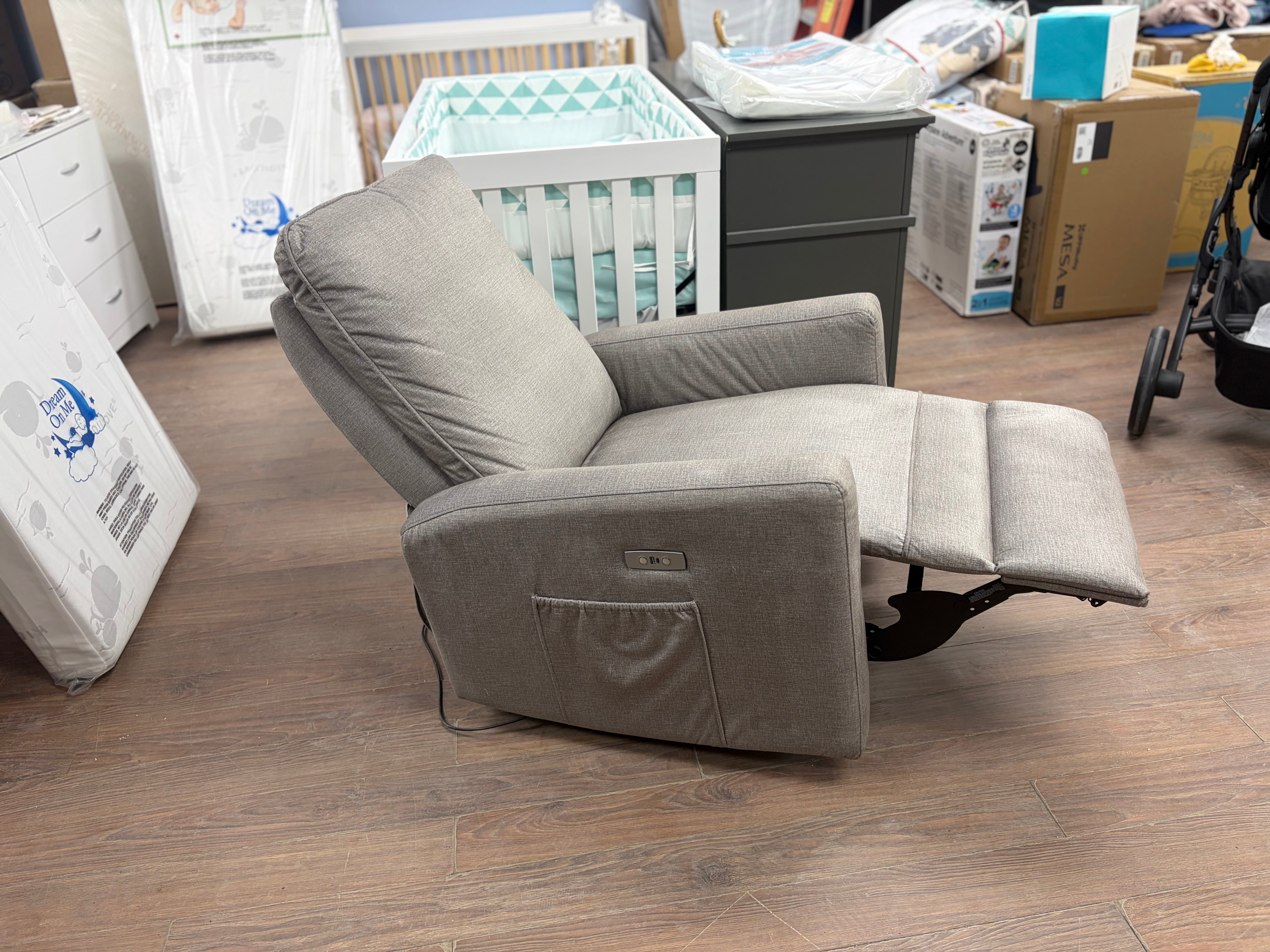 Theo Power Reclining Glider | Soft Ash *Store Sample