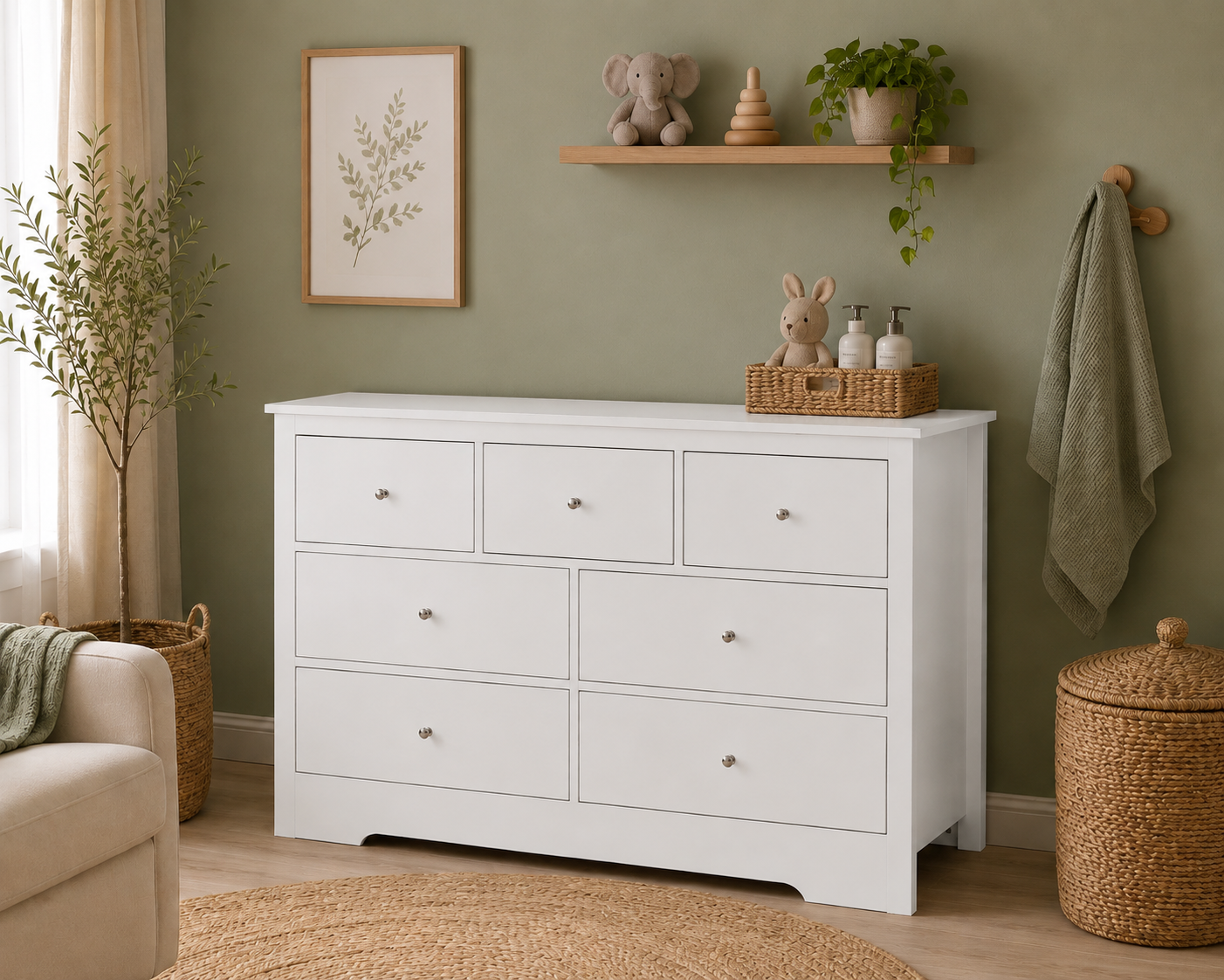 Nico Collection Convertible 4-in-1 Crib and Dresser | White