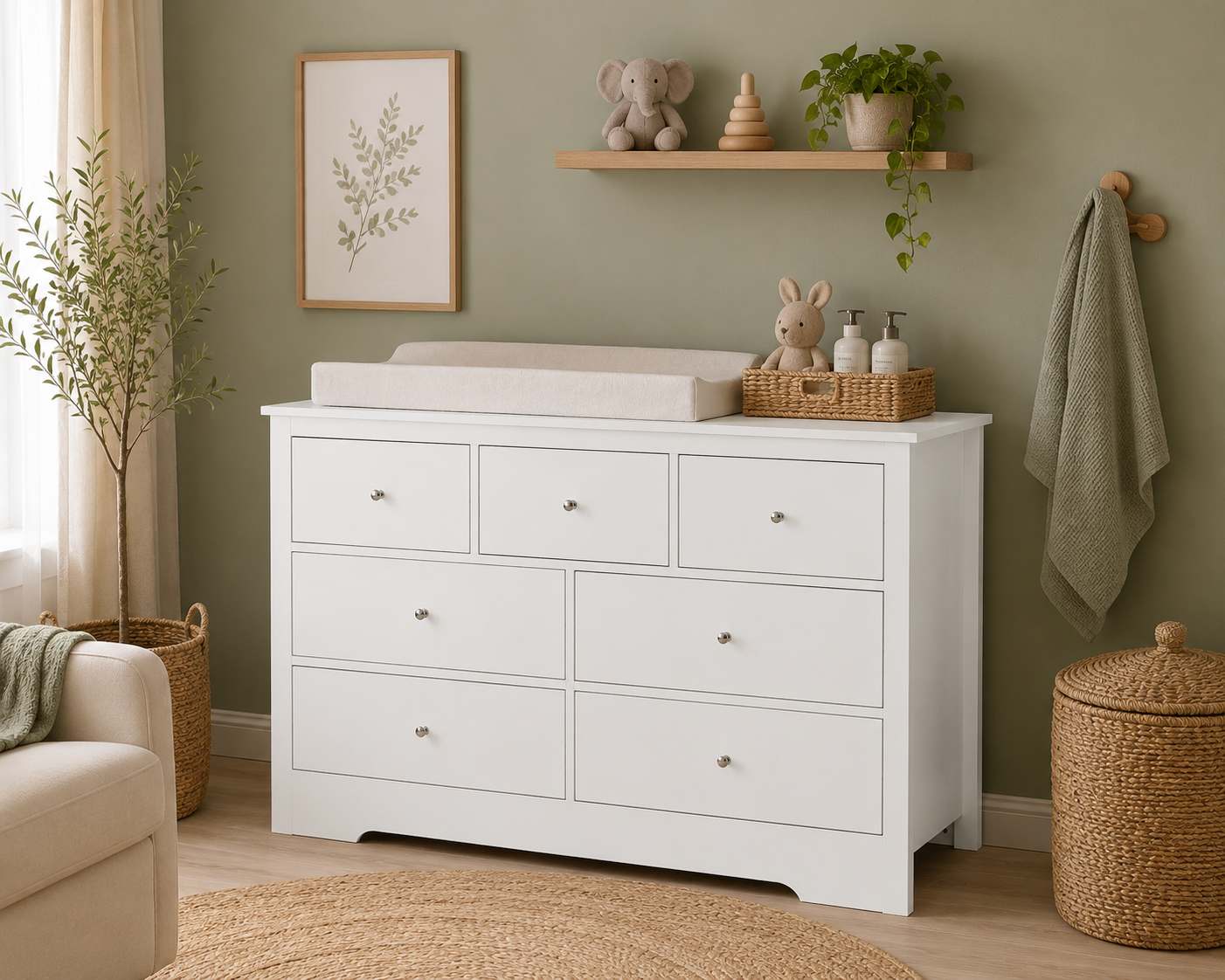 Nico Collection Convertible 4-in-1 Crib and Dresser | White