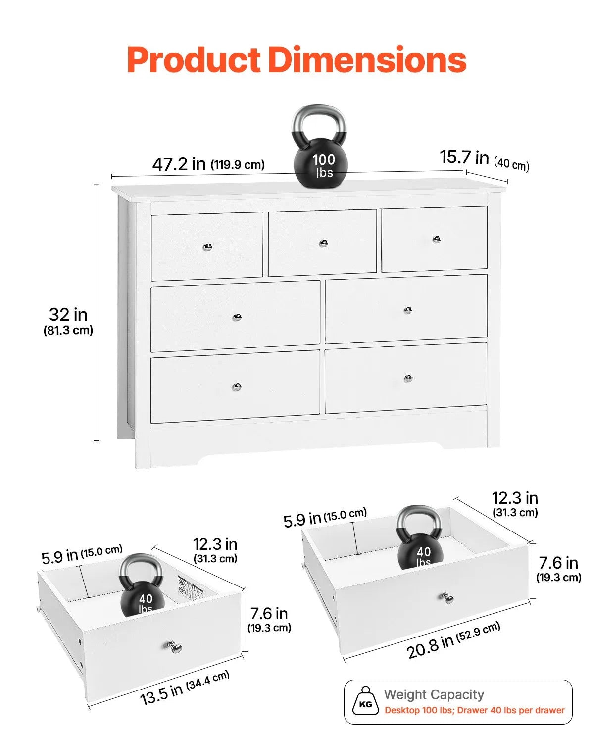 Nico Collection Convertible 4-in-1 Crib and Dresser | White