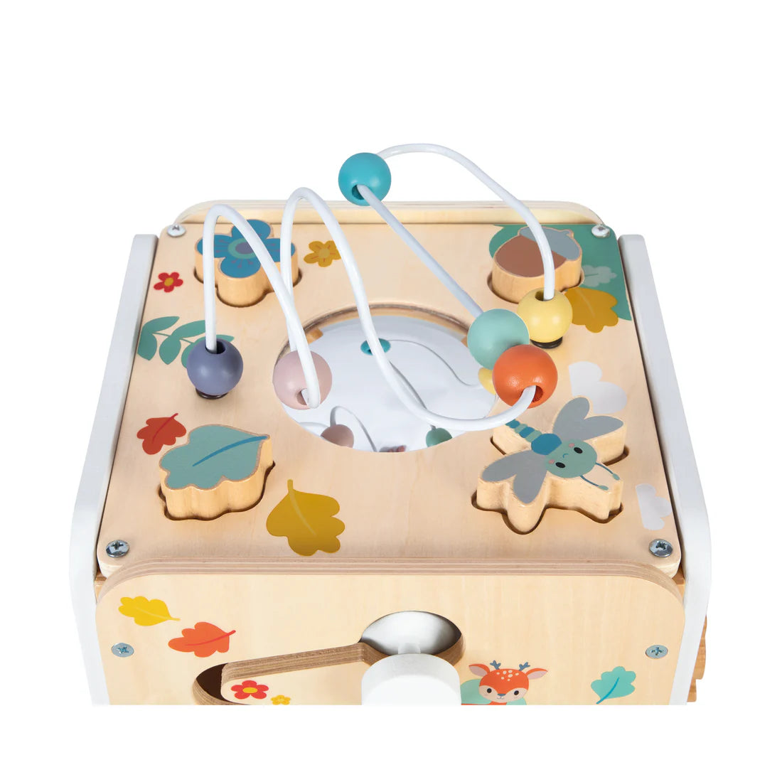 Janod Pure Large Multi-Activity Cube | Wooden Activity Cube for Toddlers