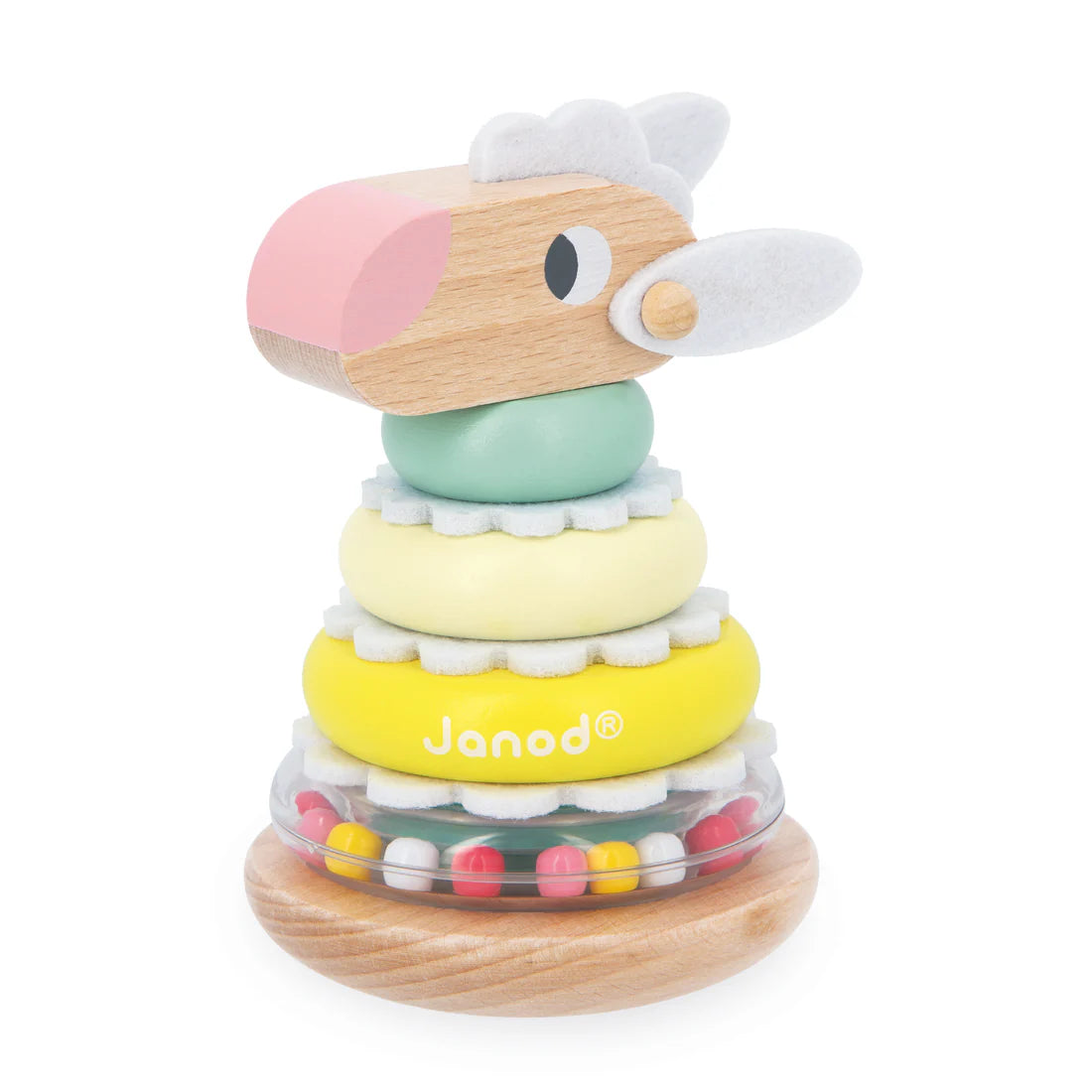 Janod Pure Stacking Sheep Zigolos | Wooden Stacking and Rocking Toy