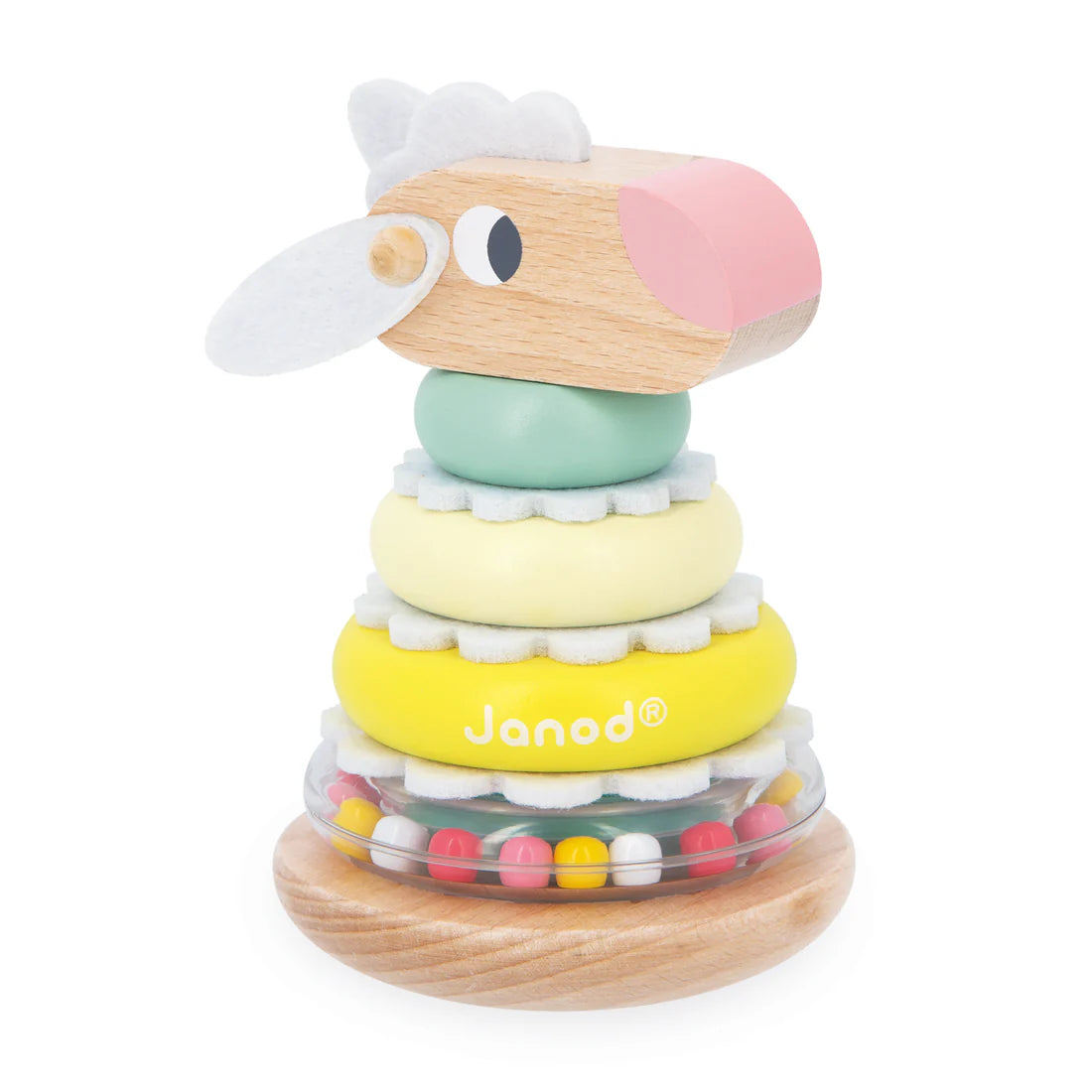 Janod Pure Stacking Sheep Zigolos | Wooden Stacking and Rocking Toy