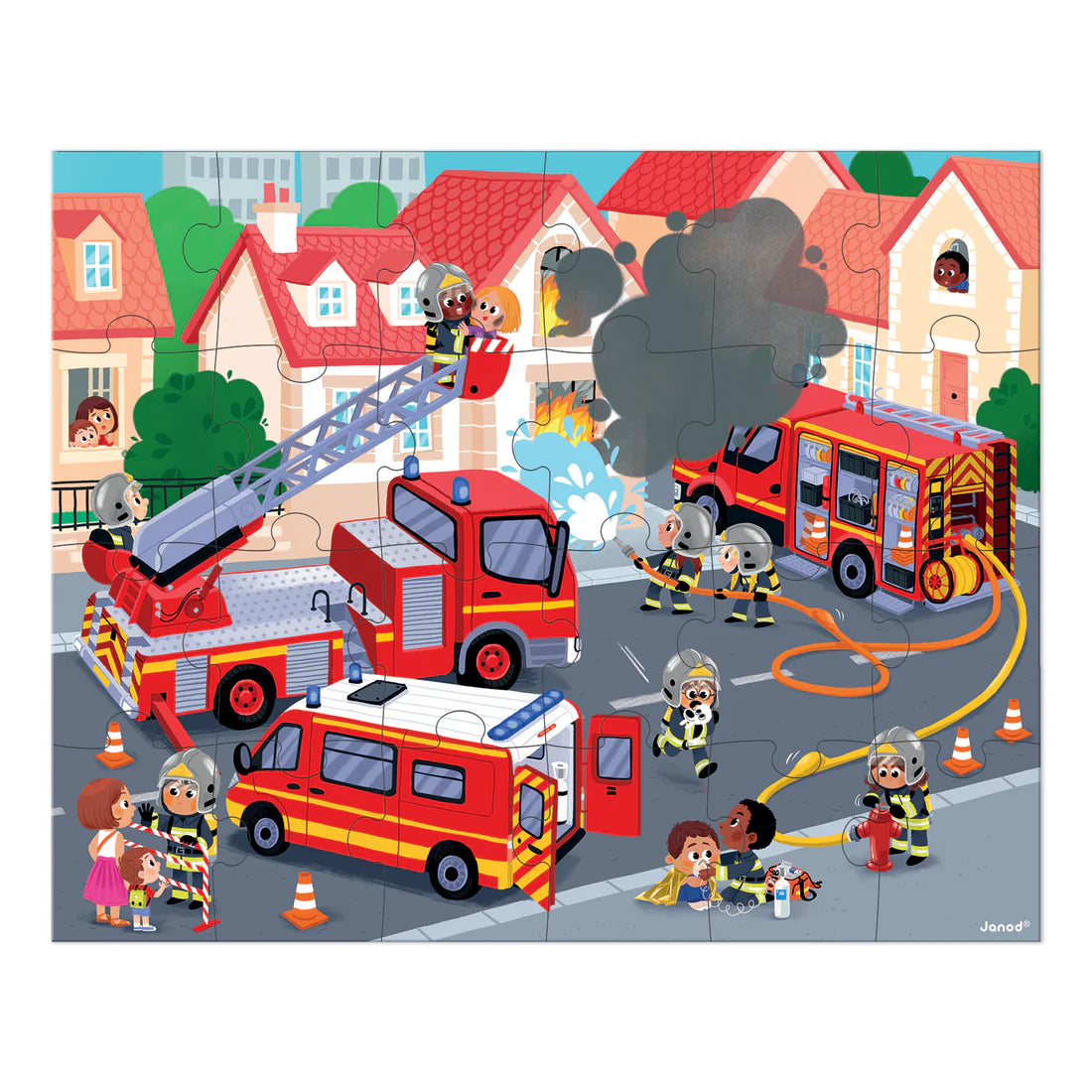 Janod PZ24 Firemen Puzzle | 24-Piece Puzzle for Kids