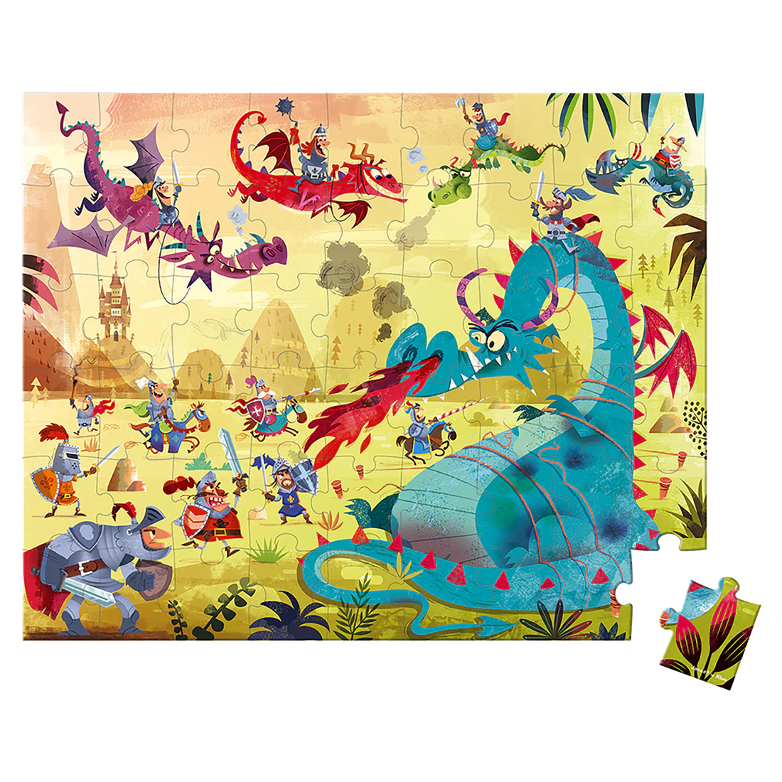 Janod PZ54 Dragons Puzzle | 54-Piece Kids Puzzle