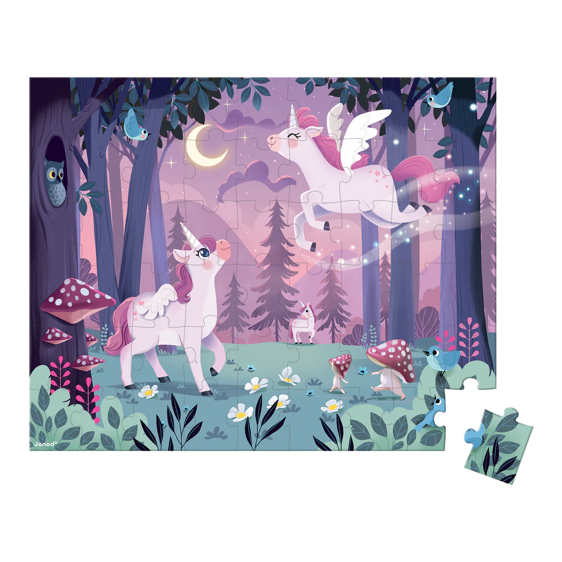 Janod PZ54 Unicorn Puzzle | 54-Piece Kids Puzzle