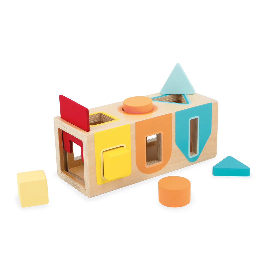 Janod Sensory Geometric Shape Box | Wooden Shape Sorter Toy