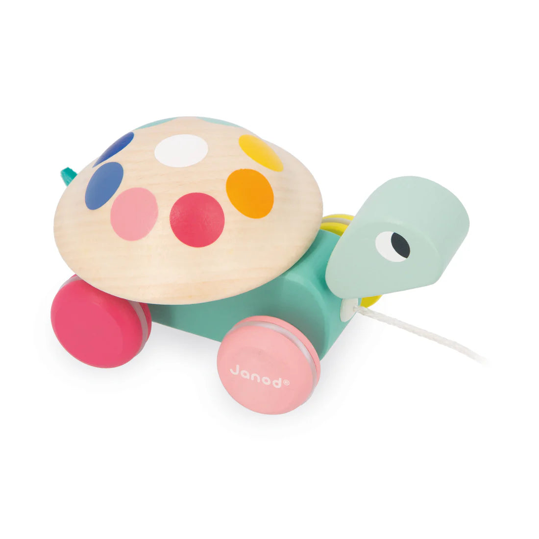 Janod Zigolos Pull-Along Turtle | Wooden Pull Toy for Toddlers