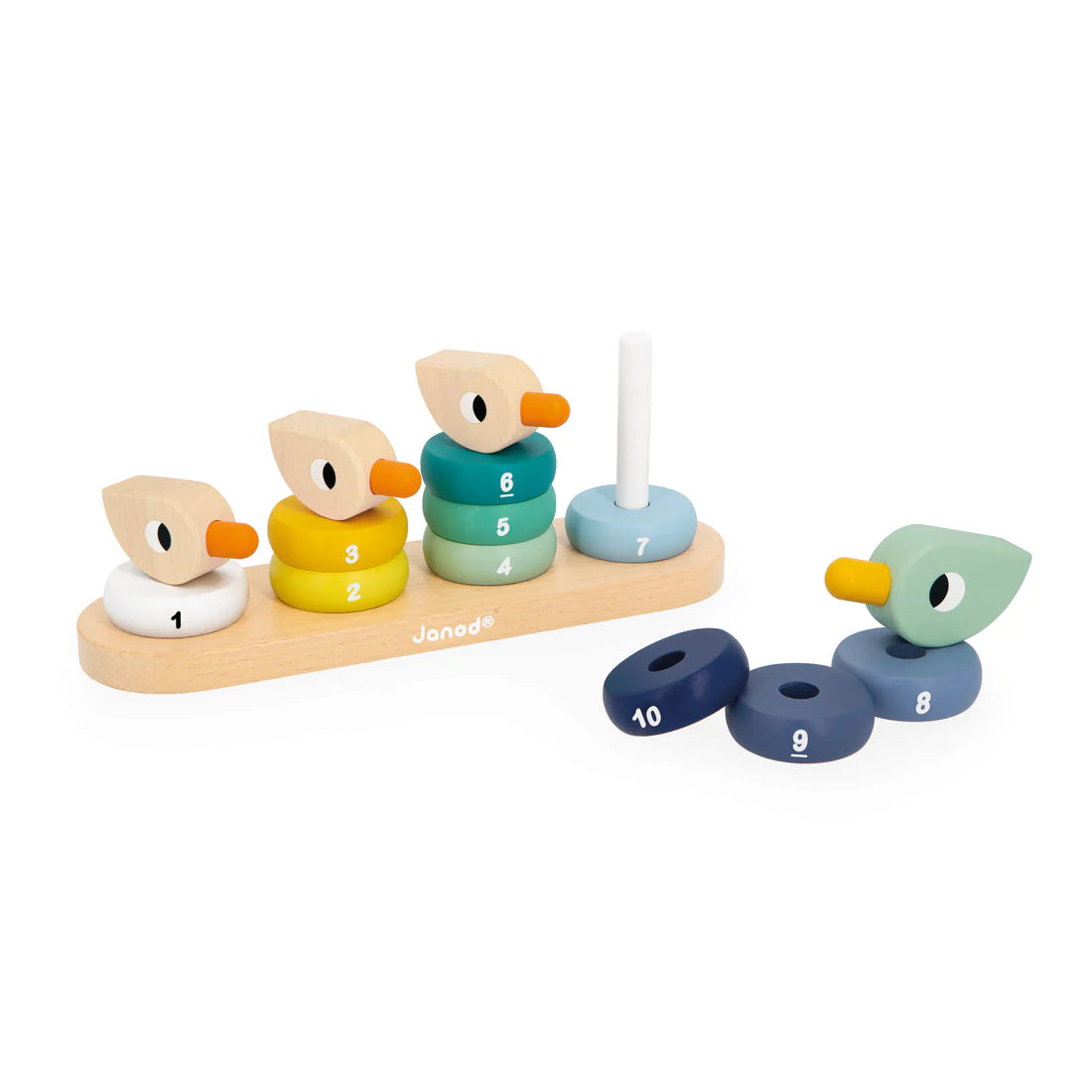 Janod Zigolos Stacking Ducks | Wooden Counting and Stacking Toy