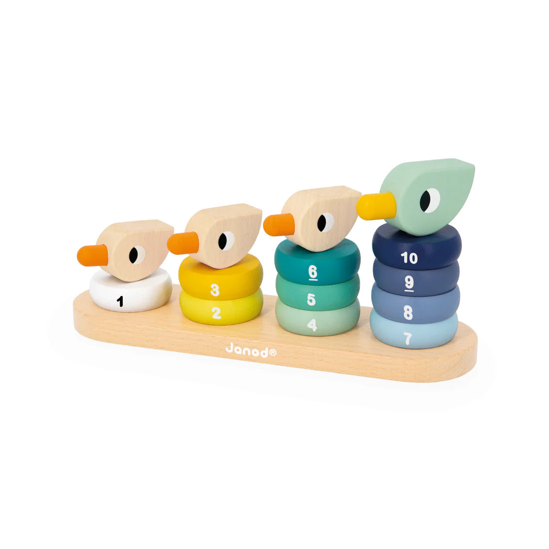 Janod Zigolos Stacking Ducks | Wooden Counting and Stacking Toy