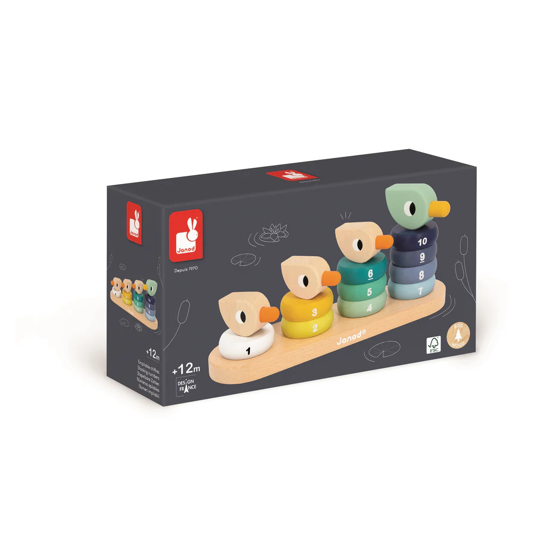 Janod Zigolos Stacking Ducks | Wooden Counting and Stacking Toy