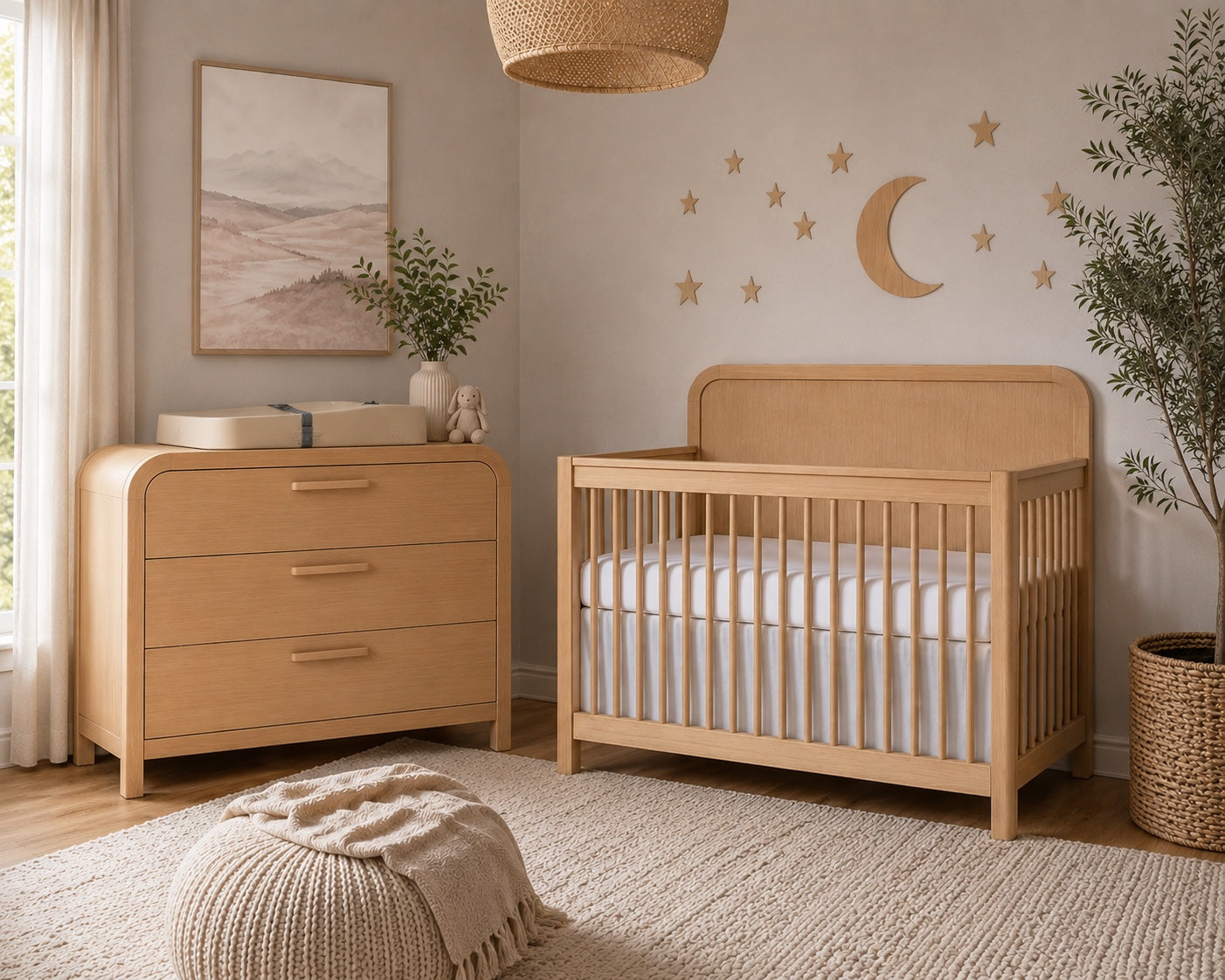 Jordan 2-Piece Collection 5-in-1 Crib | Natural