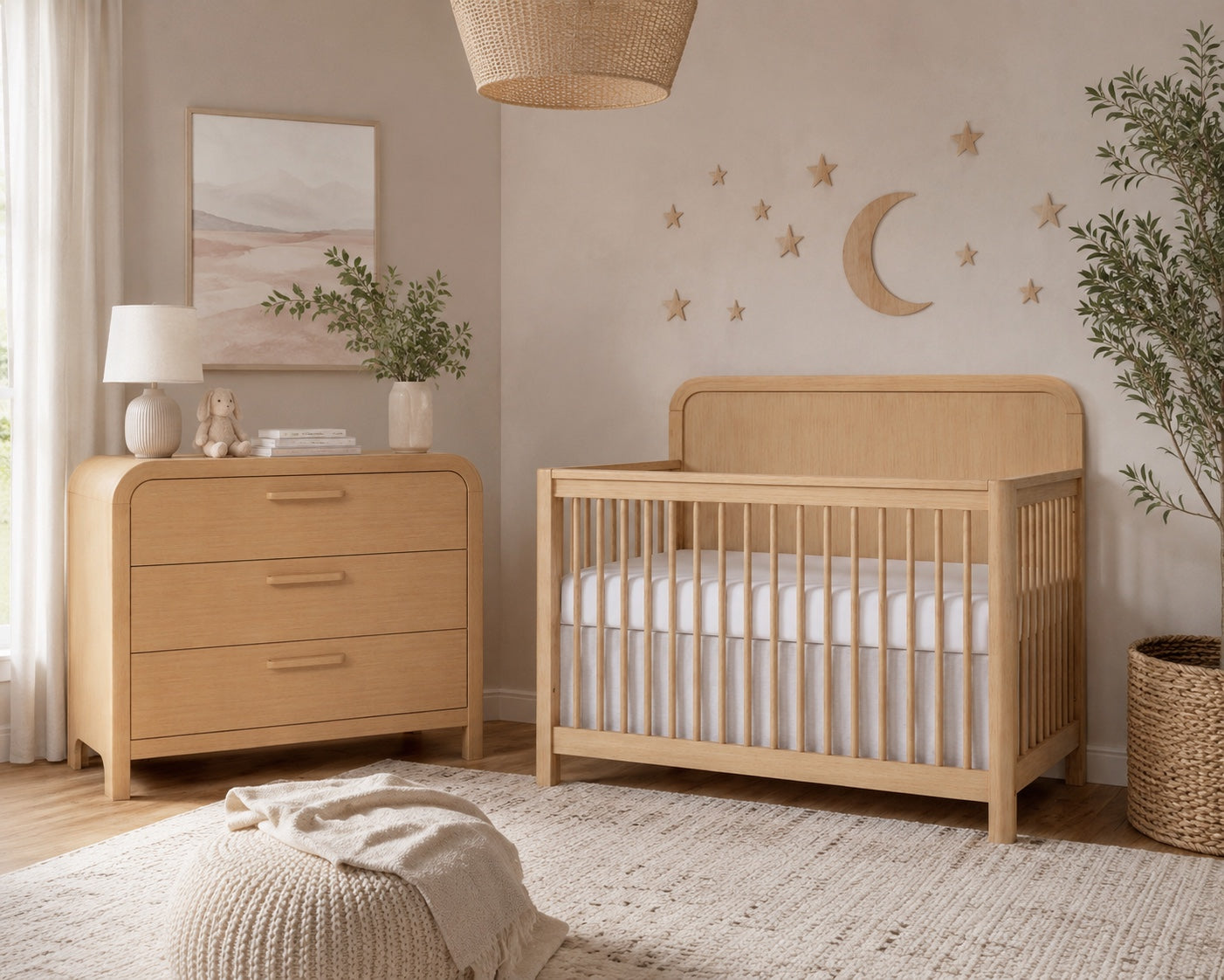Jordan 2-Piece Collection 5-in-1 Crib | Natural