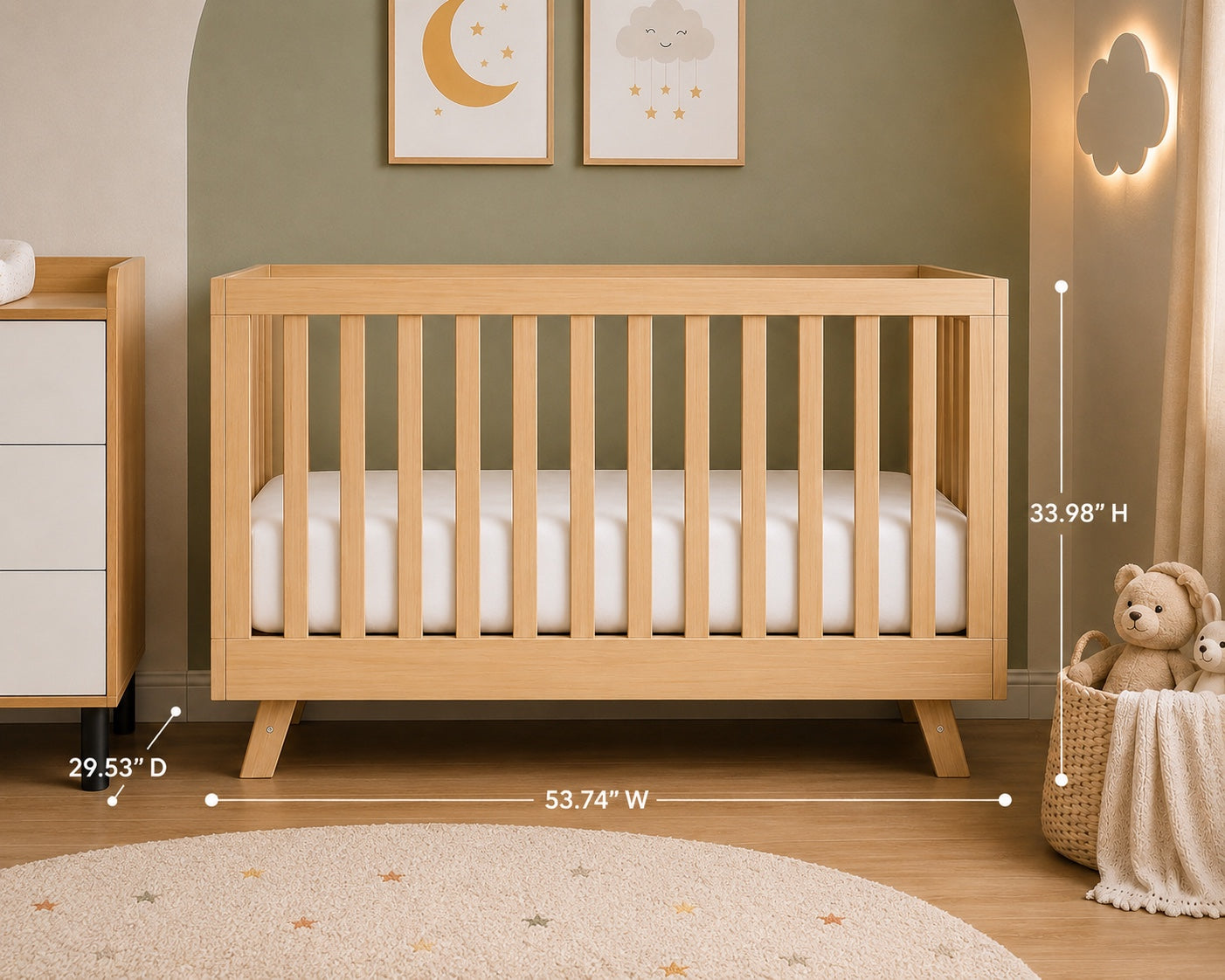 Karlie Collection Crib & Dresser Set | Modern Nursery Furniture Natural