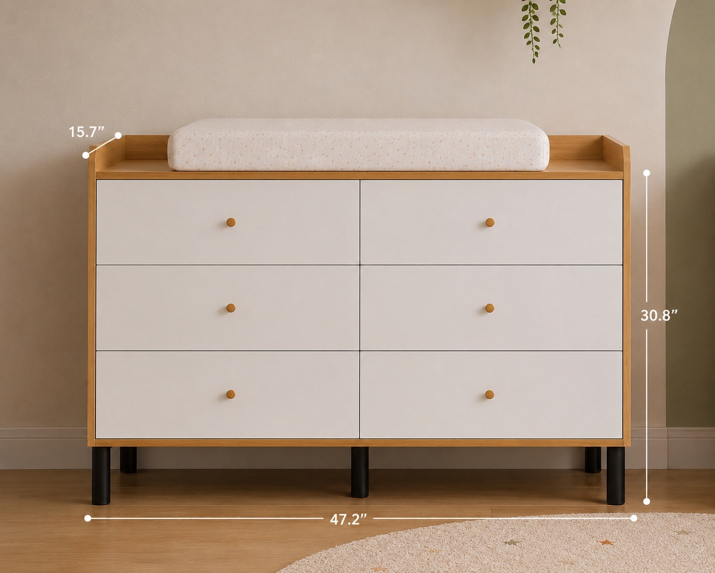 Karlie Collection Crib & Dresser Set | Modern Nursery Furniture Natural