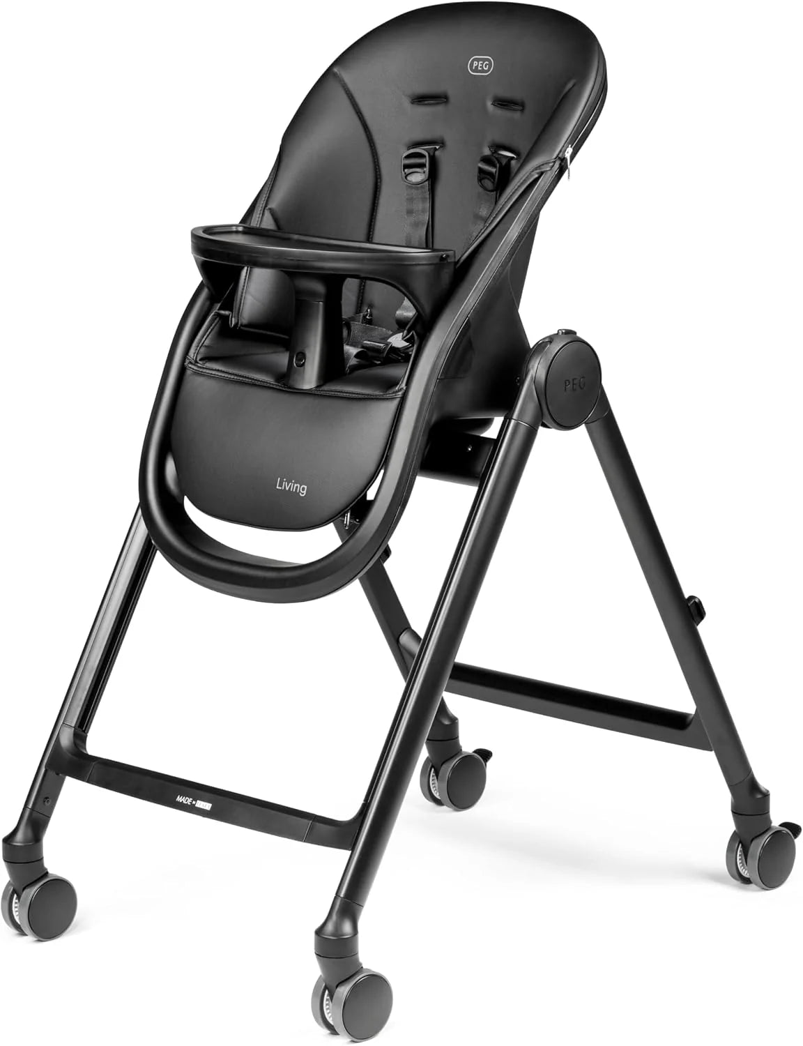 Peg Perego Living High Chair & Recliner | Adjustable & Foldable | Made in Italy | True Black