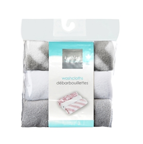 3-Pack Washcloths | Grey Chevron/White Solid/Grey Solid