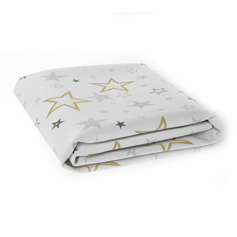 Kushies Cotton Percale Fitted Crib Sheet | Golden Stars