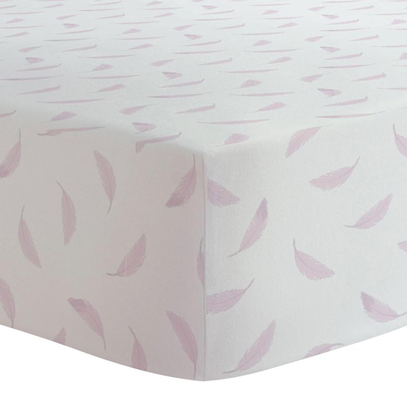 Kushies Organic Jersey Crib Sheet | Pink Feathers