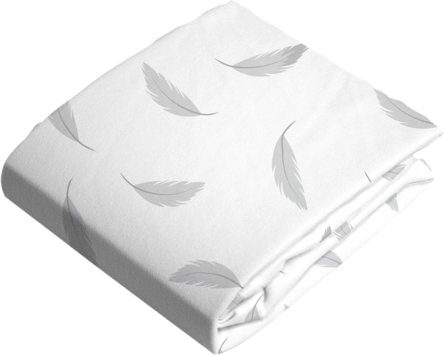 Kushies Baby 100% Breathable Cotton Flannel Contoured Changing Pad Cover with Slits for Safety Straps, Made in Canada, 17" x 33" | Grey Feathers