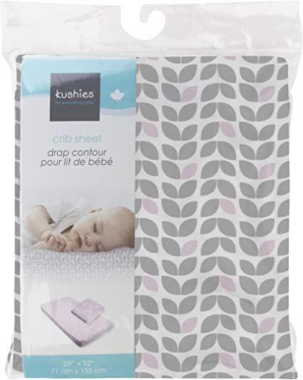 Kushies Baby Fitted Crib Sheet | Grey Petal