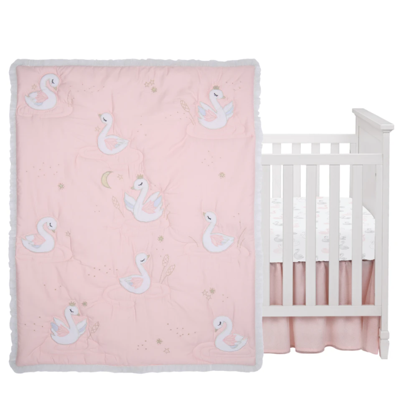 3-Piece Bedding Pink Swan – Bambino Furniture