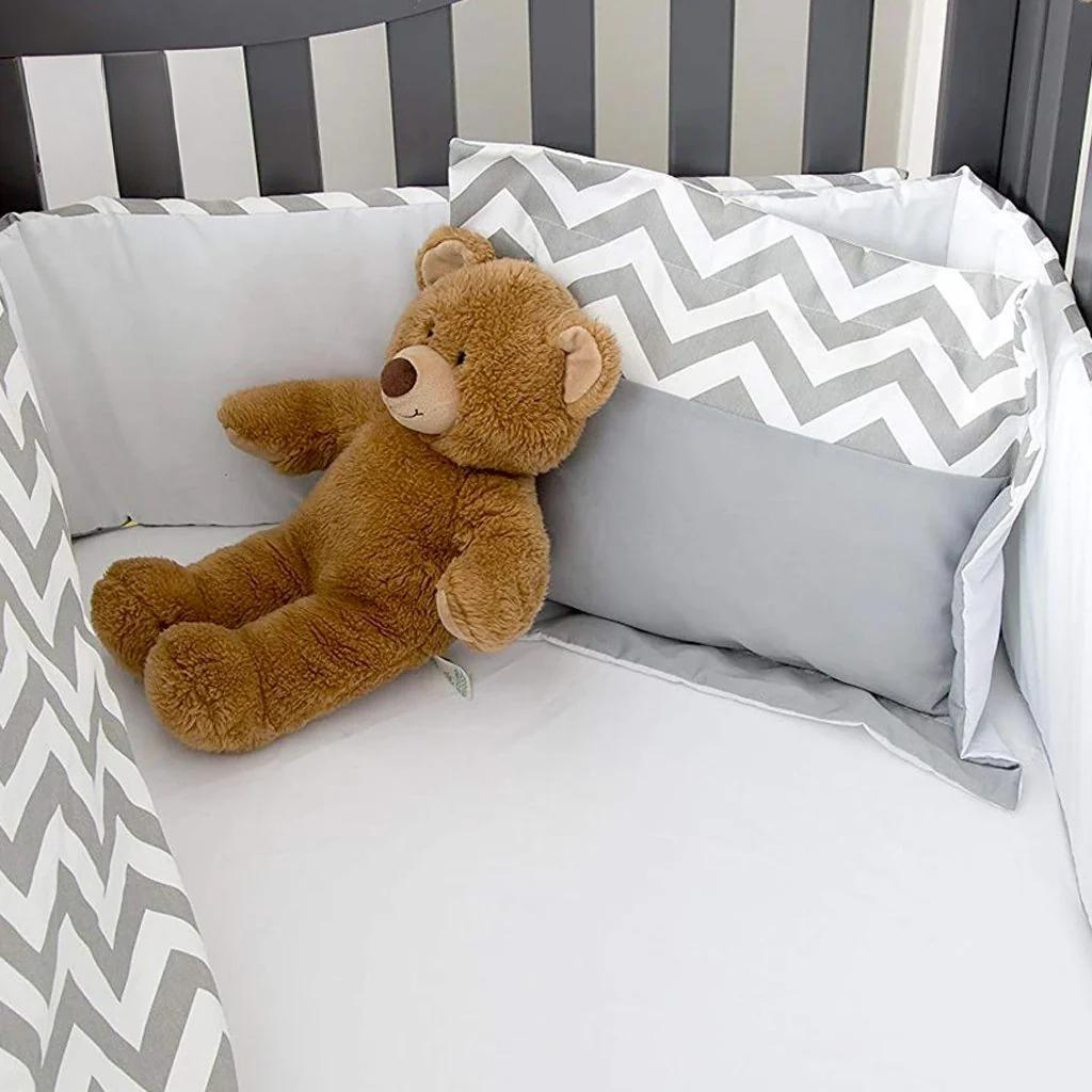 Zigzag 7 Piece Bedding White Grey Bambino Furniture