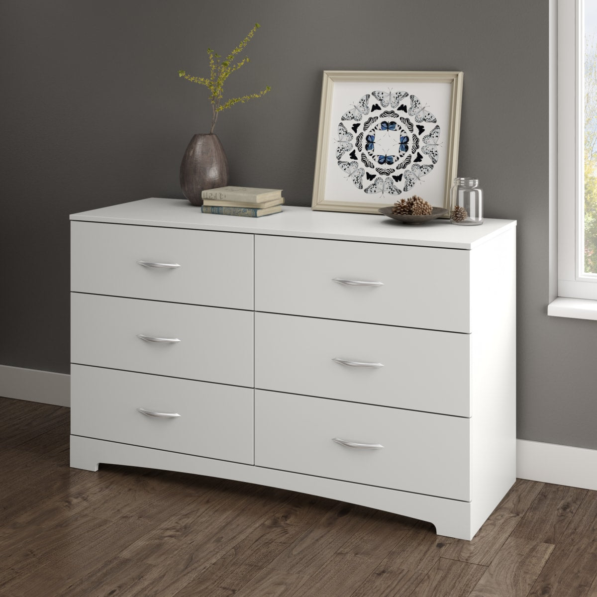 Levie 6-Drawer Dresser | White