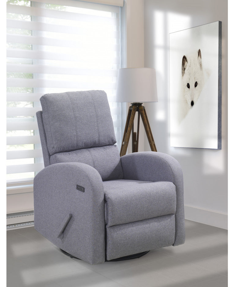 Valeria Swivel Glider with USB Light Grey – Bambino Furniture