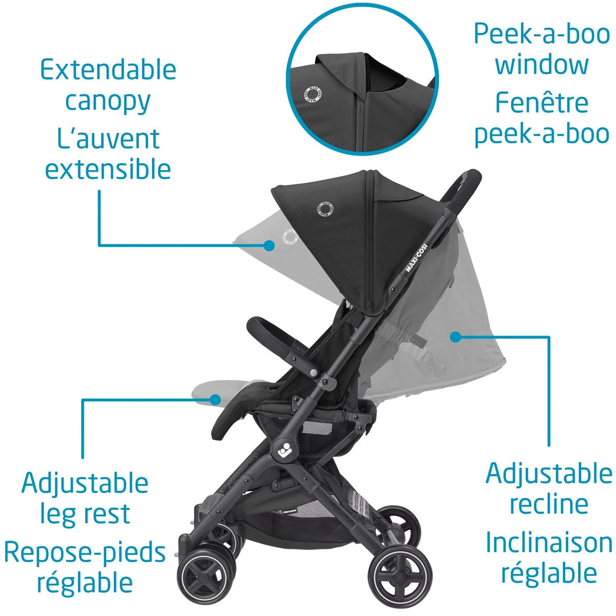 Maxi Cosi Lara Ultracompact Stroller Essential Black Bambino